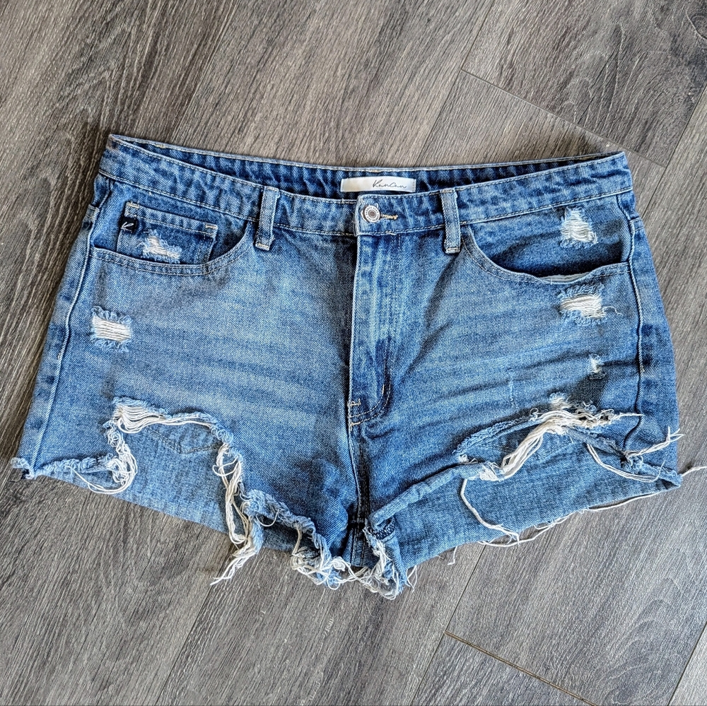 Ripped Blue Jean Shorts